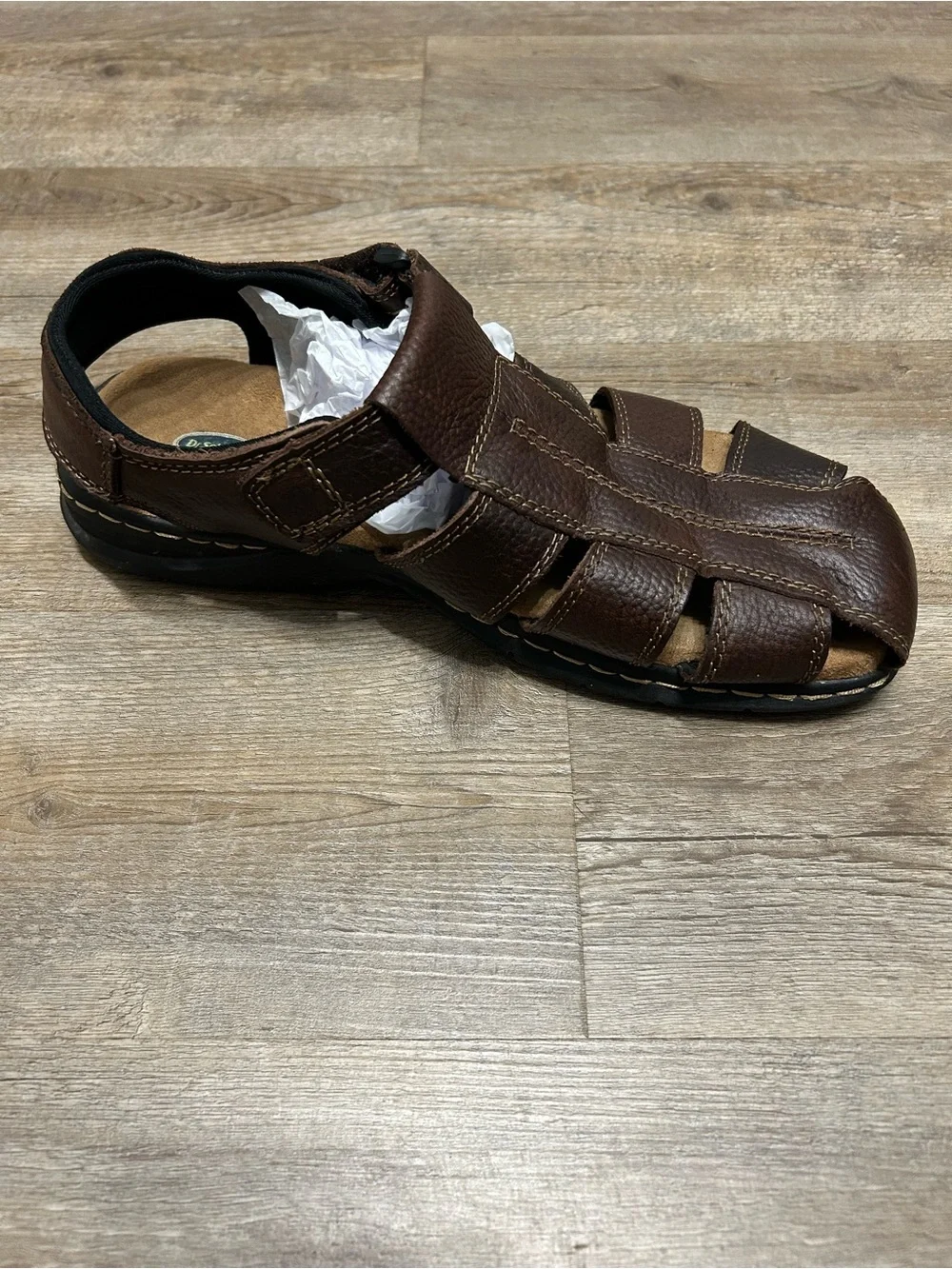 Dr. Scholl's Gaston Men's Size 12 Brown Leather Fisherman-Style Sandals